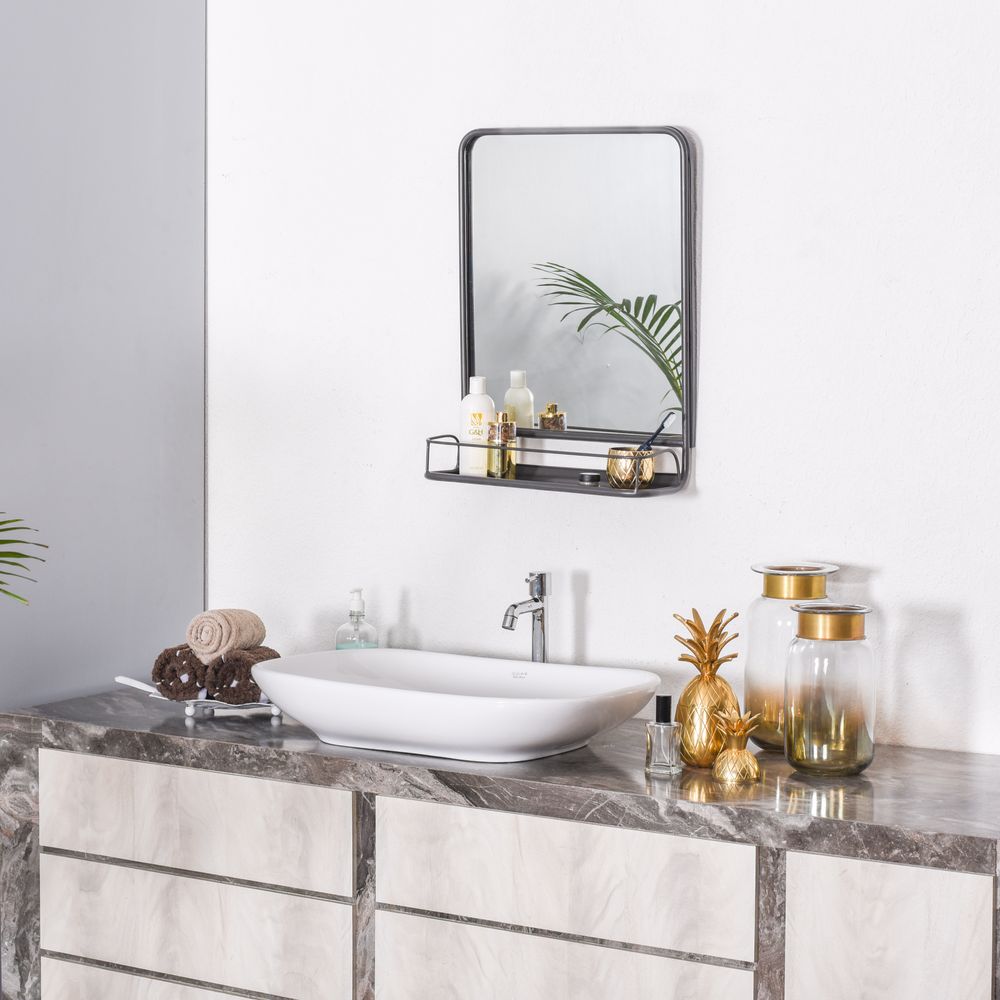 Mirrors - Moselle Wall Mirror With Shelf - MH LONDON
