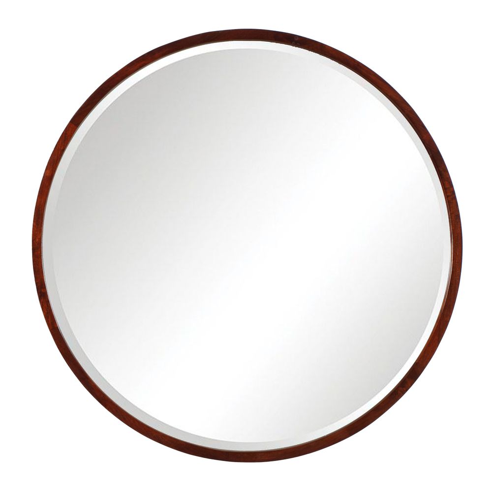 Mirrors - Stewart Modern Bevelled Wall Mirror - Walnut 29.5 Inch - MH LONDON