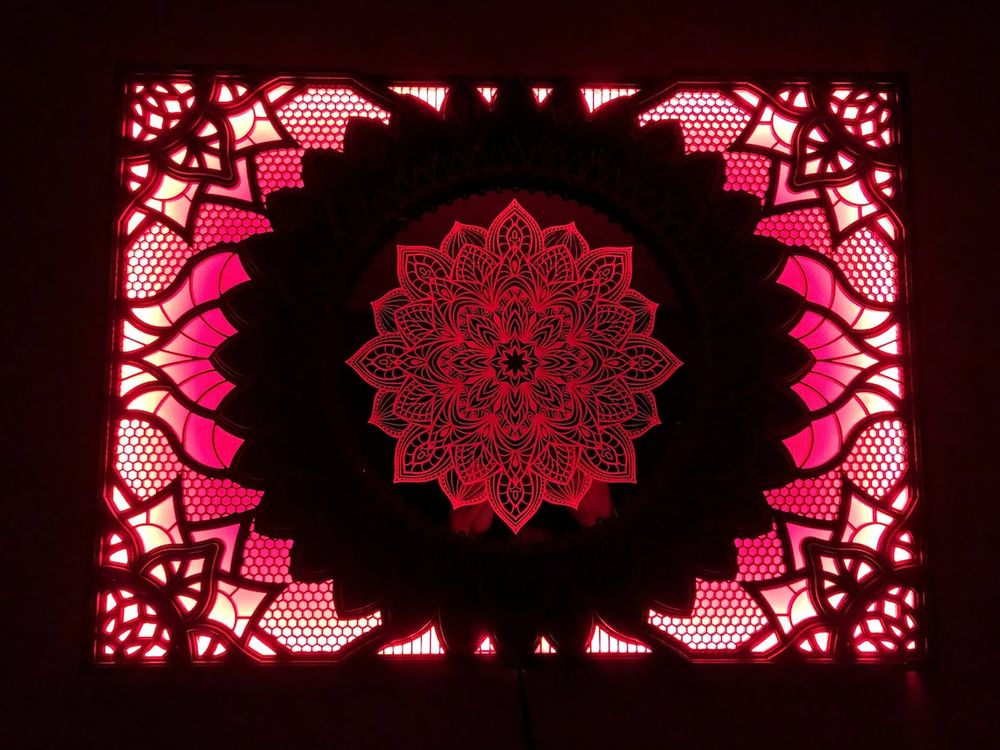 Autres objets connectés  - Mandala lumineux à fleurs LED, décoration murale, lumière d'ambiance, décoration d'appartement - BHDECOR