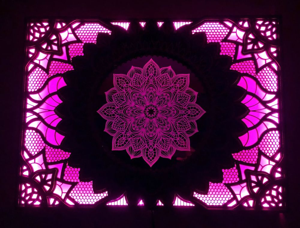 Autres objets connectés  - Mandala lumineux à fleurs LED, décoration murale, lumière d'ambiance, décoration d'appartement - BHDECOR