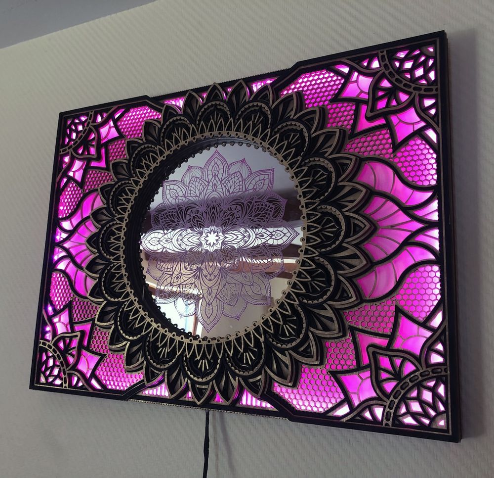 Autres objets connectés  - Mandala lumineux à fleurs LED, décoration murale, lumière d'ambiance, décoration d'appartement - BHDECOR