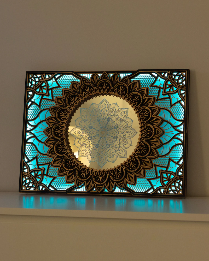 Autres objets connectés  - Mandala lumineux à fleurs LED, décoration murale, lumière d'ambiance, décoration d'appartement - BHDECOR