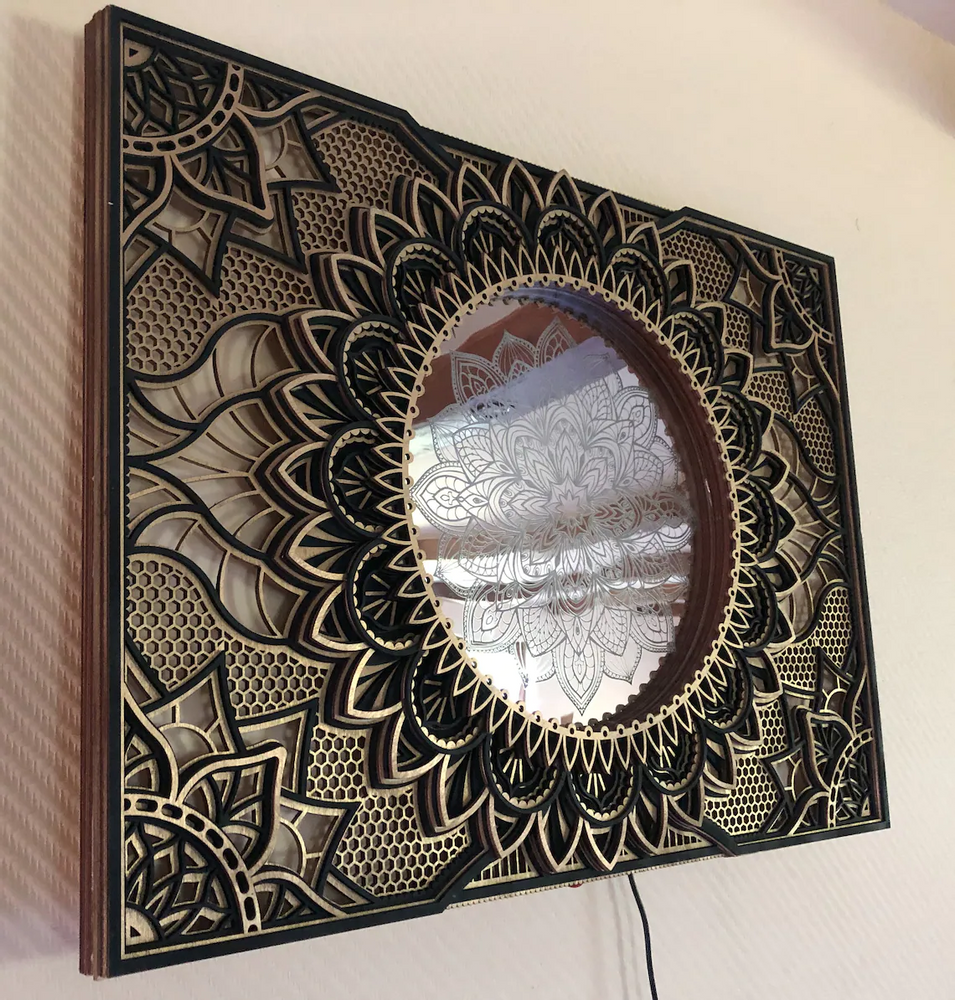 Autres objets connectés  - Mandala lumineux à fleurs LED, décoration murale, lumière d'ambiance, décoration d'appartement - BHDECOR