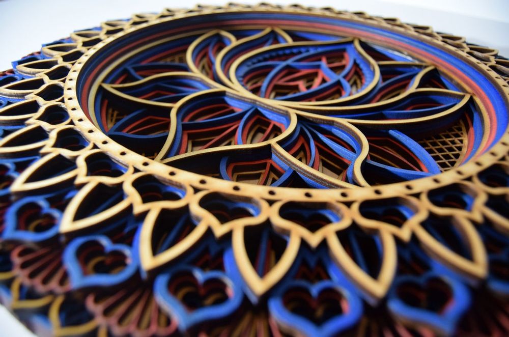 Autres décorations murales - Mandala fleur de lotus, tenture murale en bois - BHDECOR