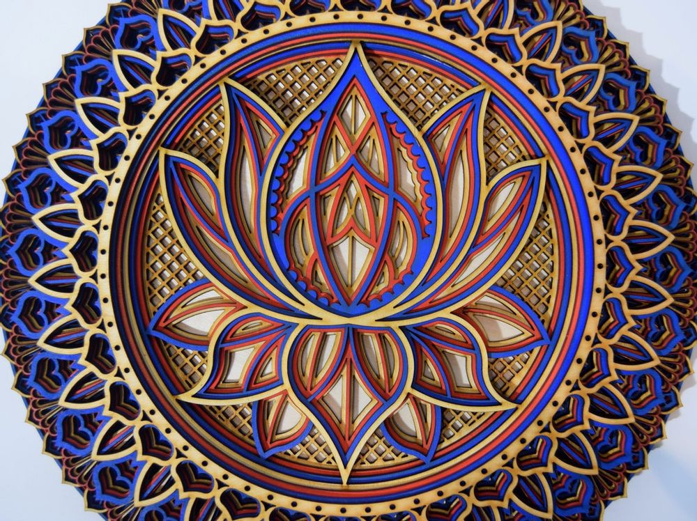 Autres décorations murales - Mandala fleur de lotus, tenture murale en bois - BHDECOR