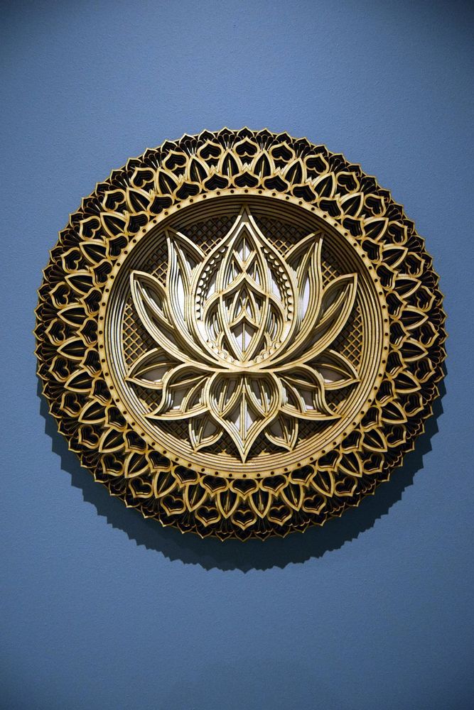 Autres décorations murales - Mandala fleur de lotus, tenture murale en bois - BHDECOR
