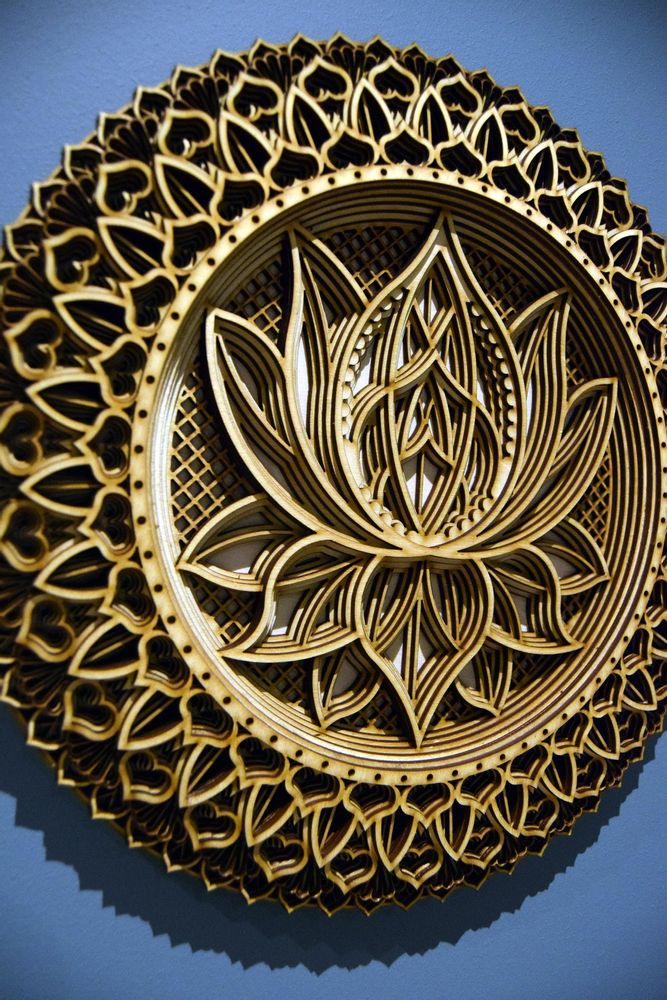 Autres décorations murales - Mandala fleur de lotus, tenture murale en bois - BHDECOR