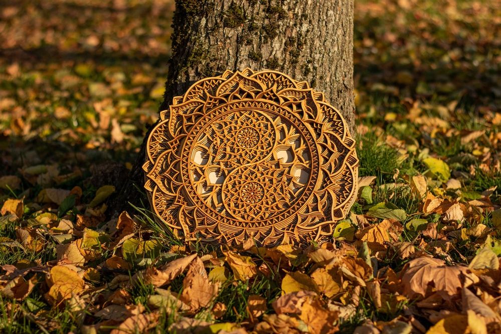 Other wall decoration - Yin Yang Mandala, Wood Wall Hanging - BHDECOR
