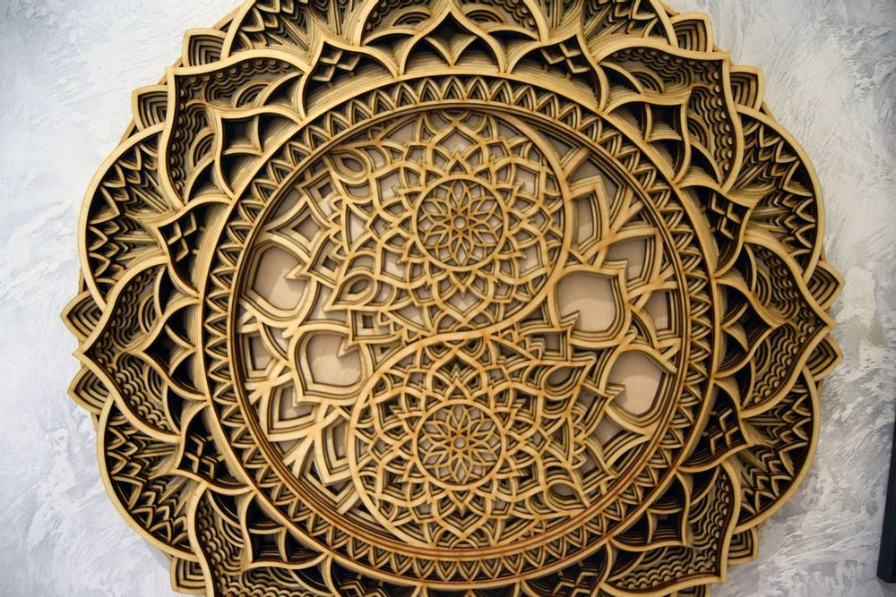 Other wall decoration - Yin Yang Mandala, Wood Wall Hanging - BHDECOR