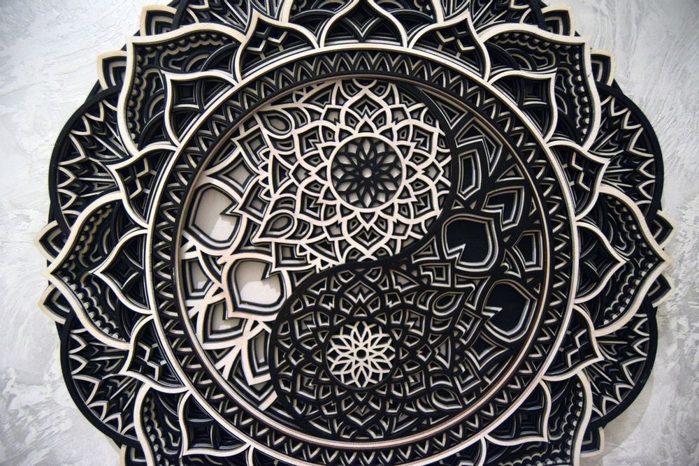 Other wall decoration - Yin Yang Mandala, Wood Wall Hanging - BHDECOR