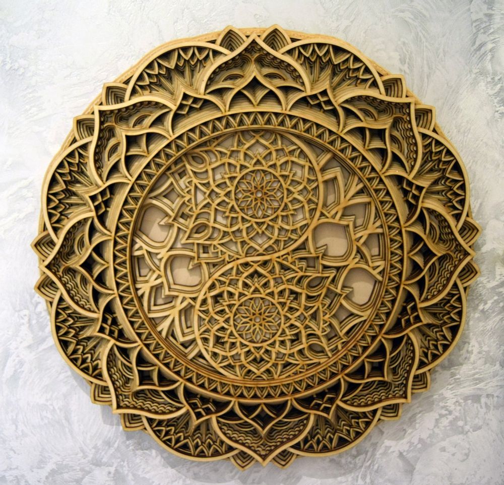 Other wall decoration - Yin Yang Mandala, Wood Wall Hanging - BHDECOR