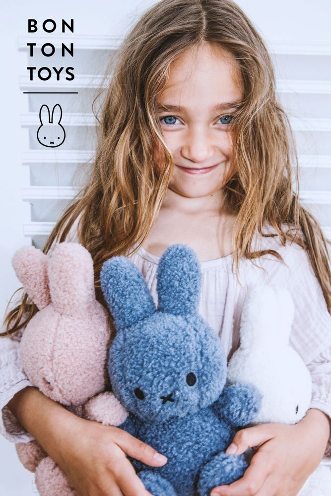 Soft toy - Miffy by Bon Ton Toys 100% Recycled Teddy Blue - 23cm  - MIFFY BY BON TON TOYS