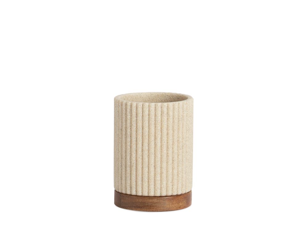 Accessoires à poser - PORTE-BROSSE À DENTS BG POLY/ACACIA Ø8X11 BA22103 - ANDREA HOUSE