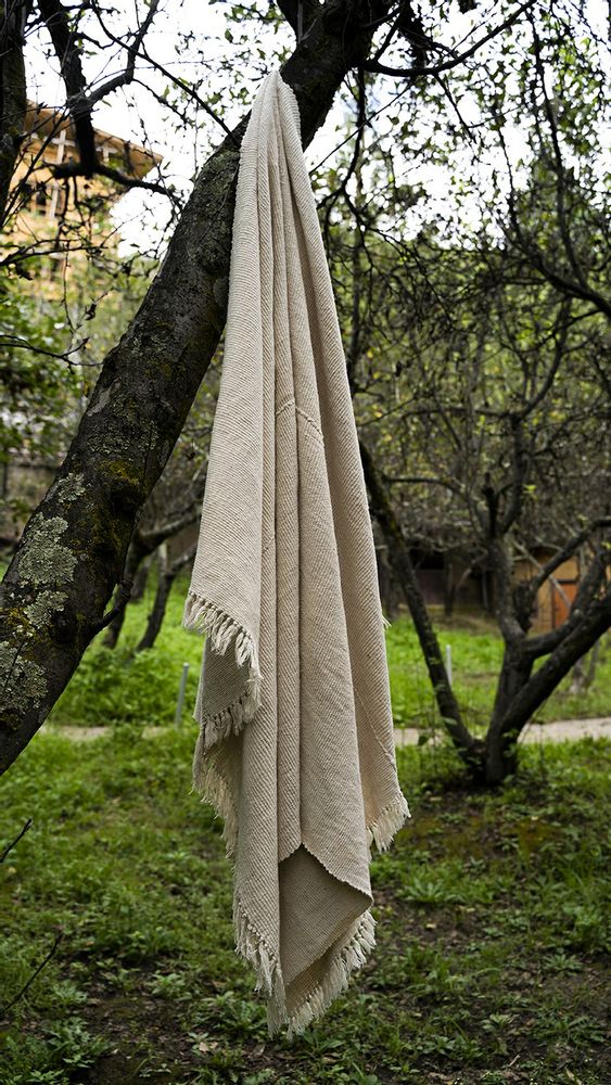 Coussins textile - Plaid THONGSA BLANC - BHUTAN TEXTILES
