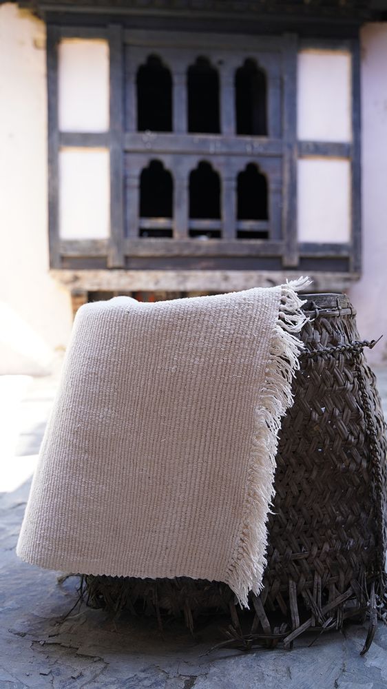 Coussins textile - Plaid THONGSA BLANC - BHUTAN TEXTILES