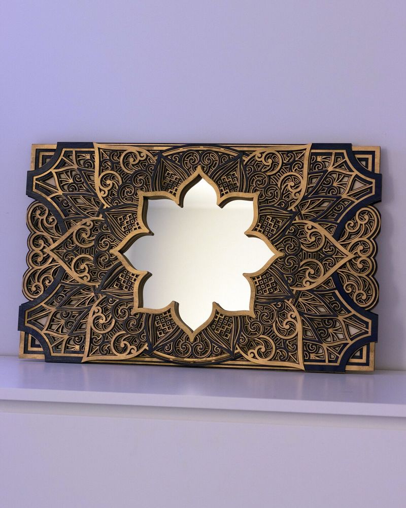 Mirrors - Art Deco Wall Mirror, Wood Frame Mirror - BHDECOR