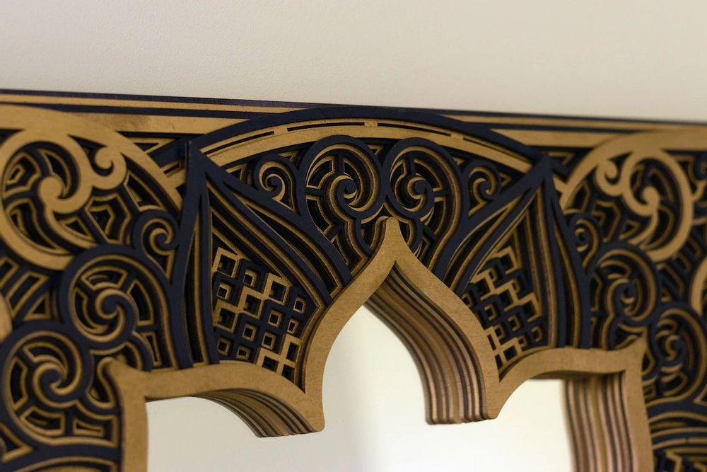 Mirrors - Art Deco Wall Mirror, Wood Frame Mirror - BHDECOR