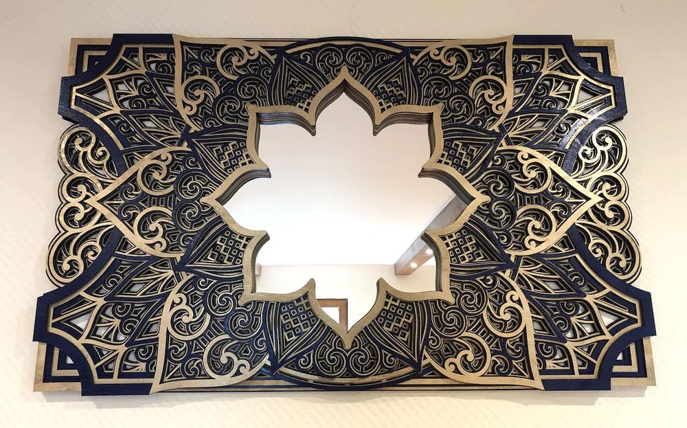 Mirrors - Art Deco Wall Mirror, Wood Frame Mirror - BHDECOR