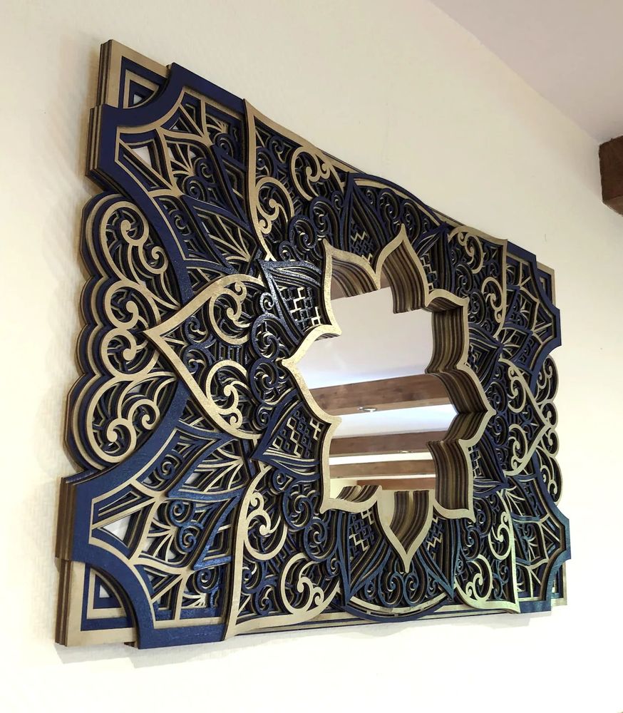 Mirrors - Art Deco Wall Mirror, Wood Frame Mirror - BHDECOR