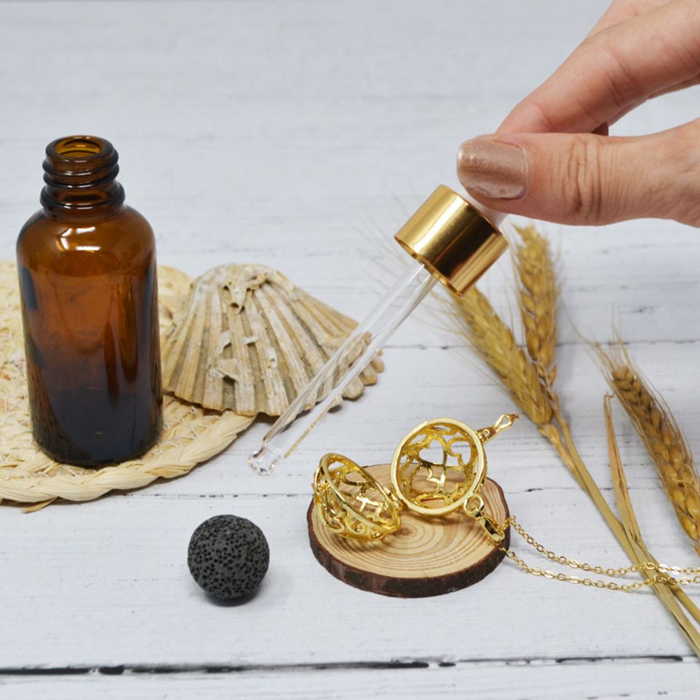 Diffuseurs de parfums - Collier diffuseur cage or - MIA (chaine sautoir/bille lave noire) - IRRÉVERSIBLE