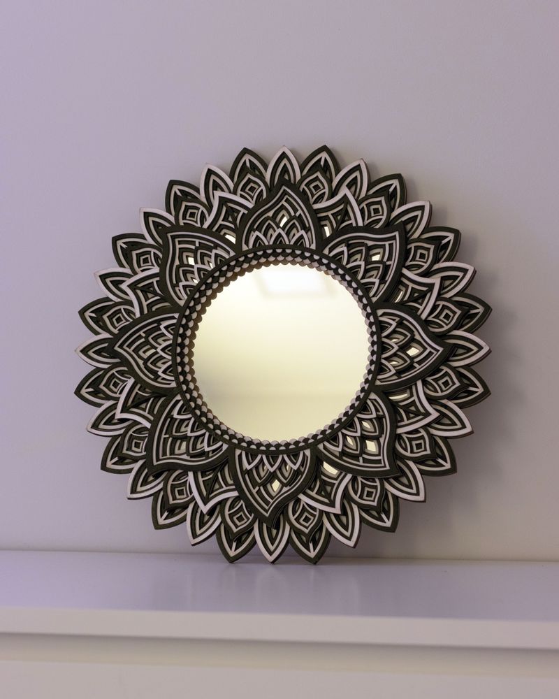 Outdoor decorative accessories - Art Deco Wall Mirror, Black Mirror, Wood Frame Mirror - BHDECOR