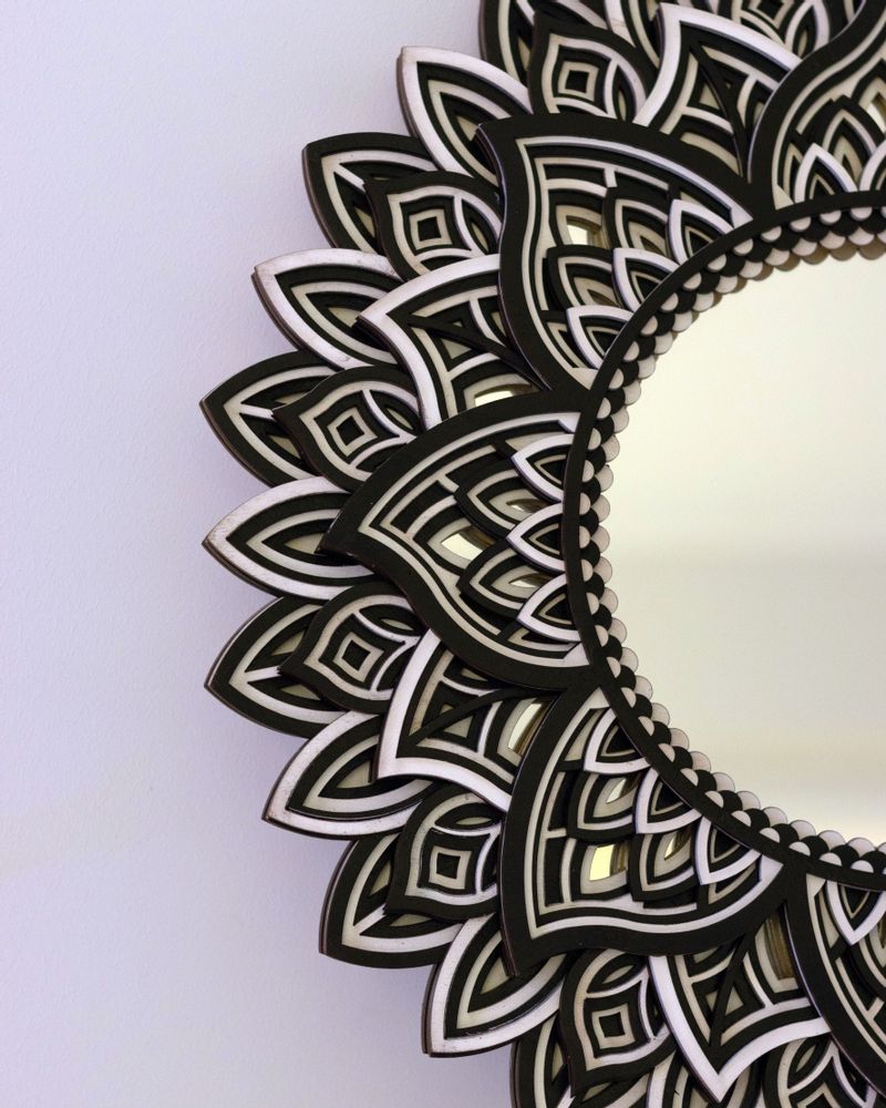 Outdoor decorative accessories - Art Deco Wall Mirror, Black Mirror, Wood Frame Mirror - BHDECOR