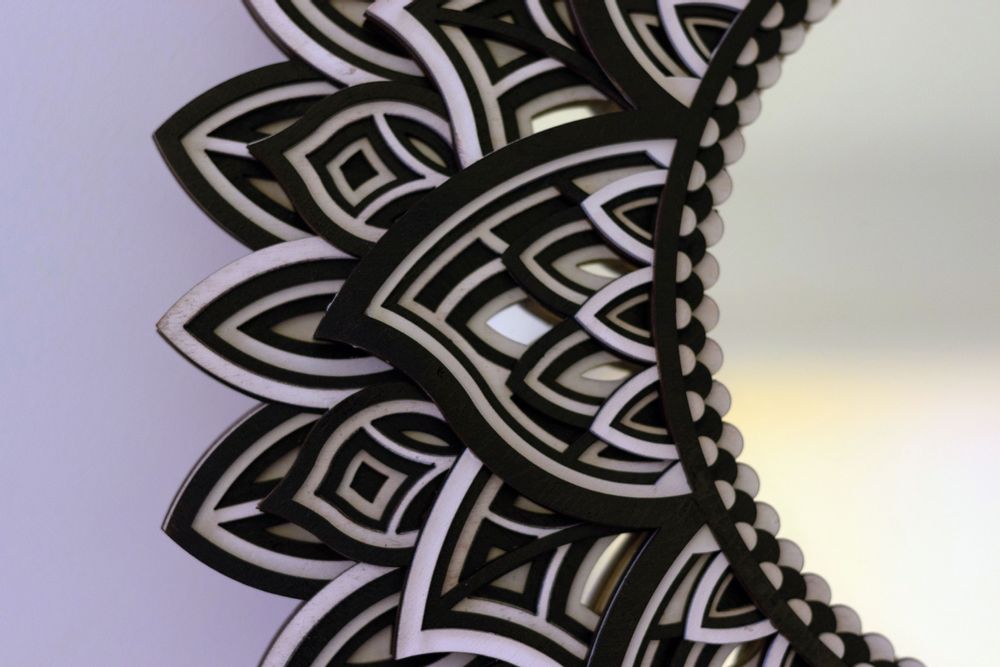 Outdoor decorative accessories - Art Deco Wall Mirror, Black Mirror, Wood Frame Mirror - BHDECOR