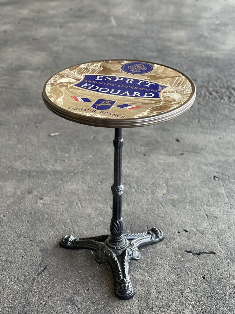 Design objects - Jade Liquors Bistrot Table, Esprit Edouard, 51 cm Diameter, Brass Rim - BONNECAZE ABSINTHE & HOME