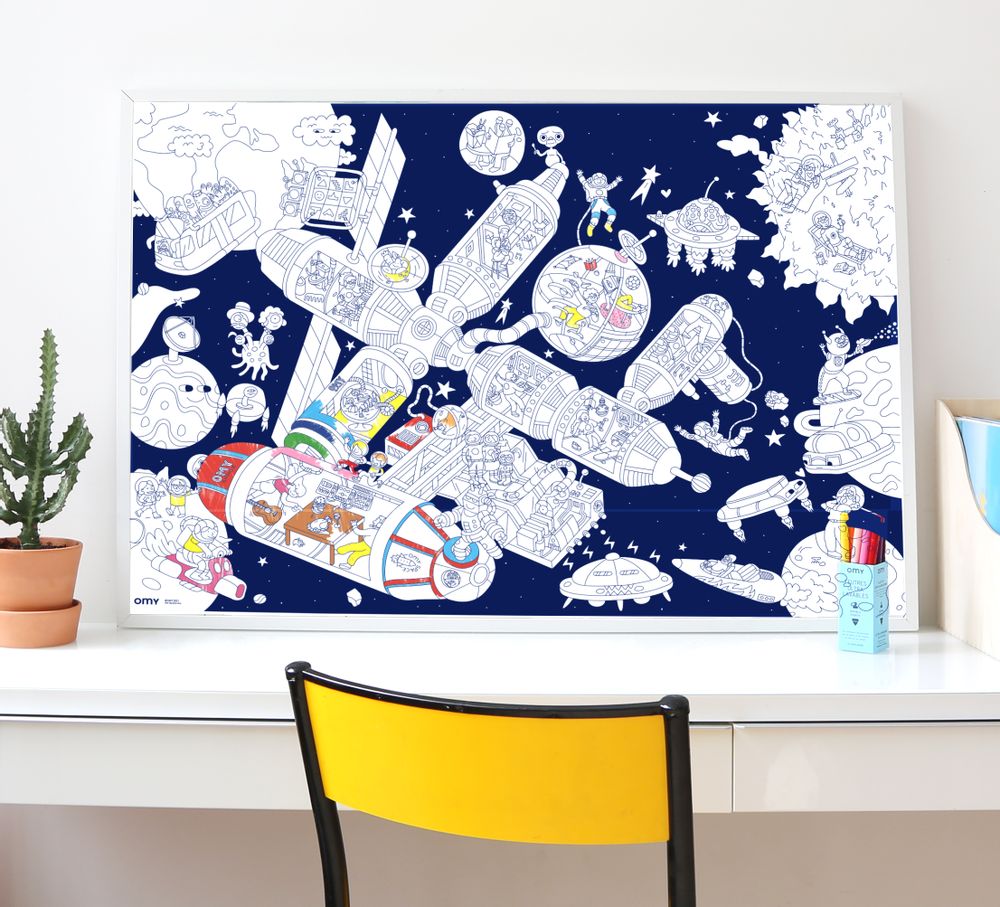 Objets de décoration - POSTER A COLORIER - SPACE STATION - OMY