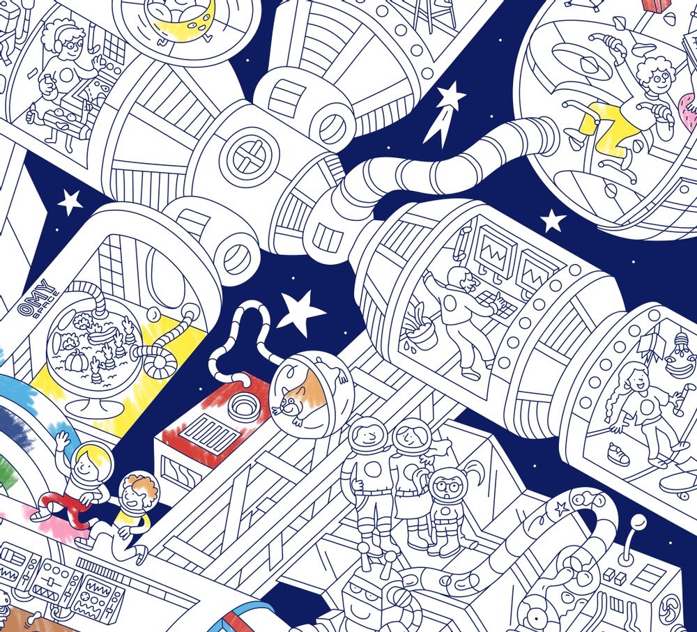 Objets de décoration - POSTER A COLORIER - SPACE STATION - OMY