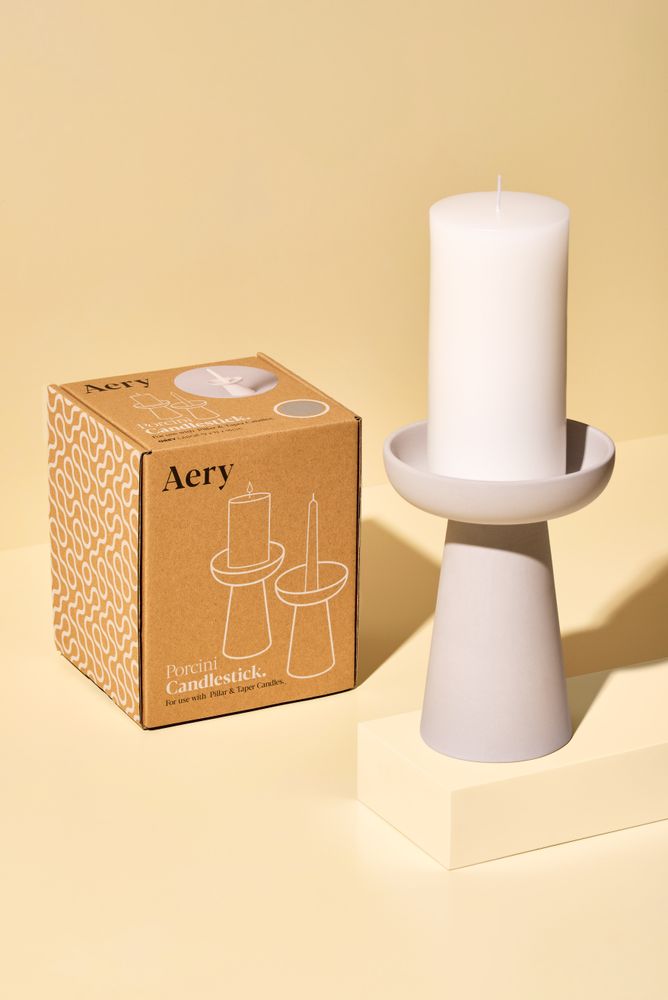 Gifts - Porcini Ceramic Candle Holders - AERY LIVING