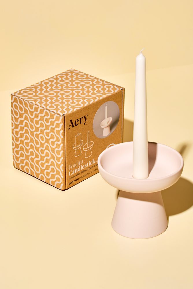 Gifts - Porcini Ceramic Candle Holders - AERY LIVING