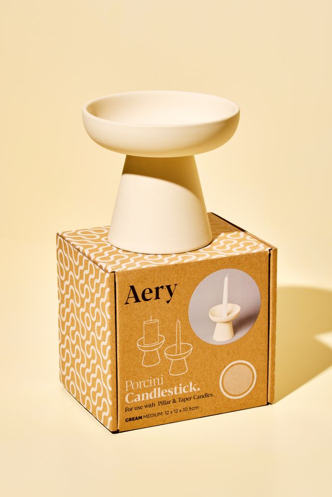 Gifts - Porcini Ceramic Candle Holders - AERY LIVING