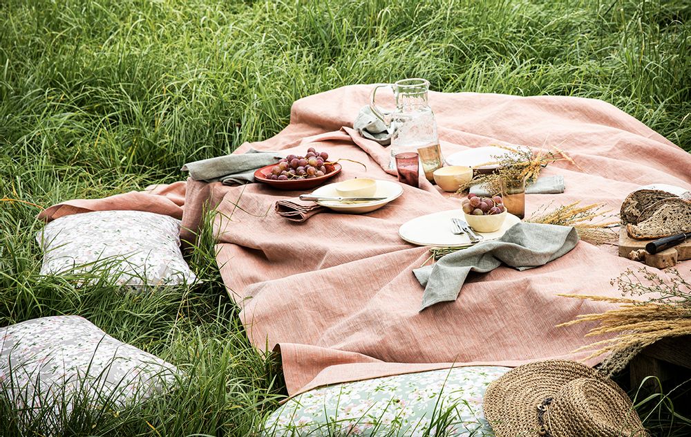 Linge de table textile - Chambray Capucine - Nappe et serviette en lin - ALEXANDRE TURPAULT