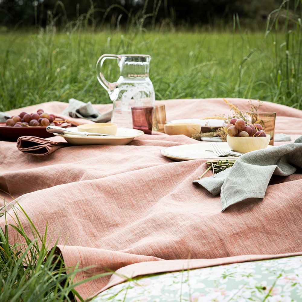 Linge de table textile - Chambray Capucine - Nappe et serviette en lin - ALEXANDRE TURPAULT