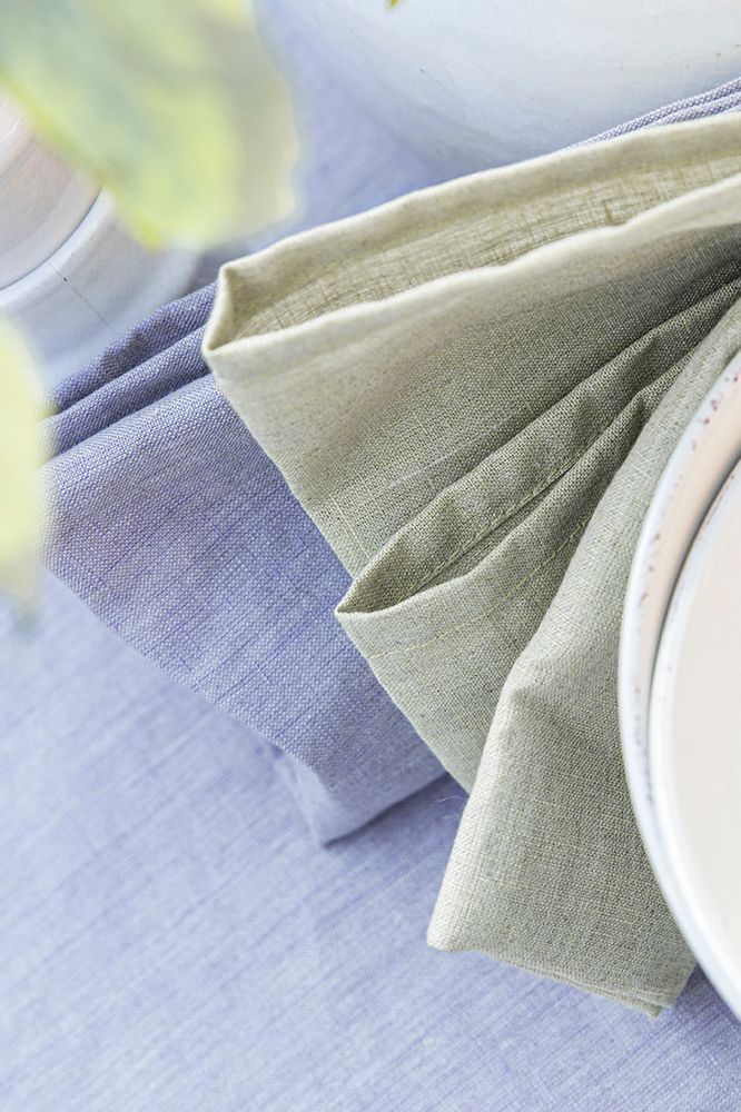 Linge de table textile - Chambray Lila - Nappe et serviette en lin - ALEXANDRE TURPAULT
