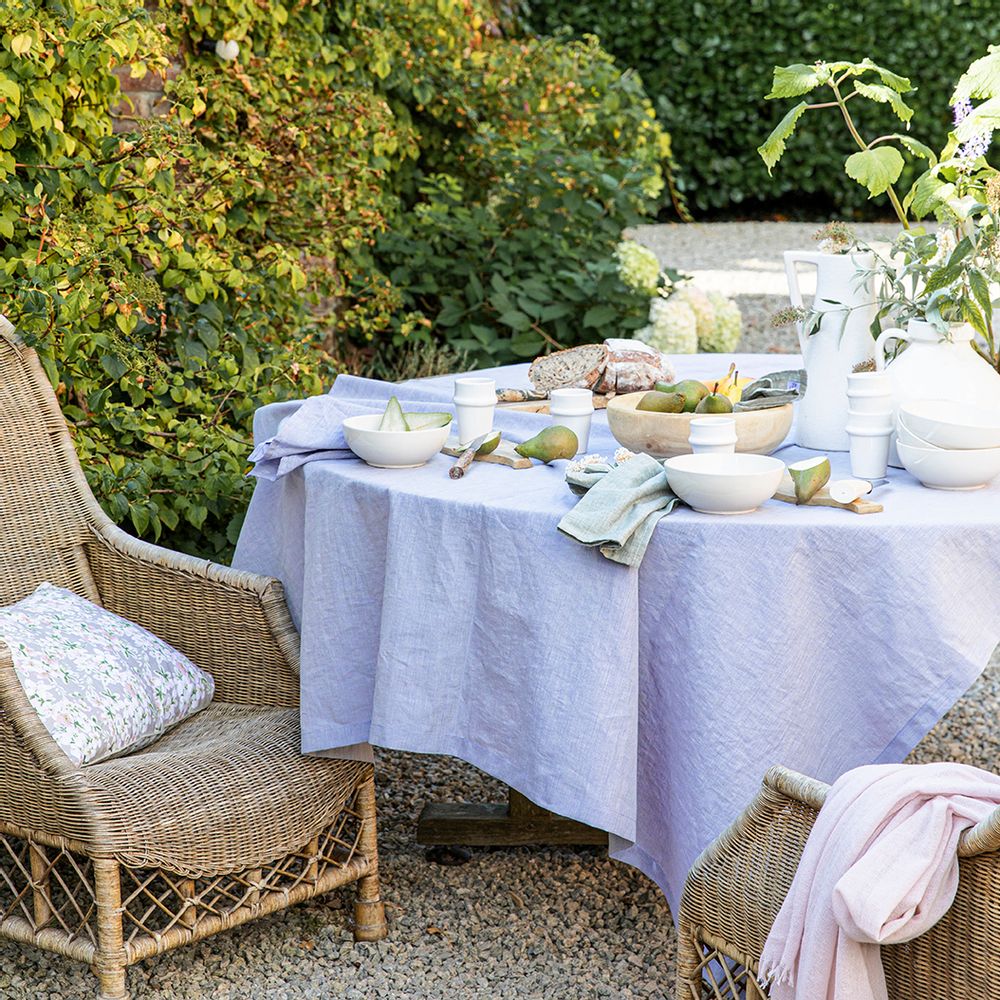 Linge de table textile - Chambray Lila - Nappe et serviette en lin - ALEXANDRE TURPAULT