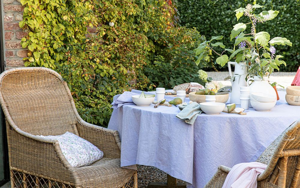 Linge de table textile - Chambray Lila - Nappe et serviette en lin - ALEXANDRE TURPAULT