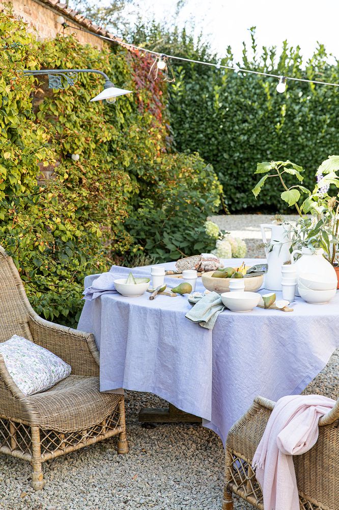 Linge de table textile - Chambray Lila - Nappe et serviette en lin - ALEXANDRE TURPAULT
