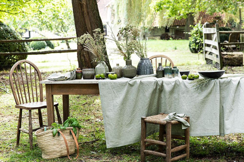 Table linen - Chambray Sauge - Tablecloth and Napkin - ALEXANDRE TURPAULT