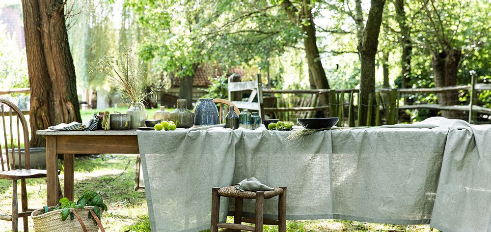Table linen - Chambray Sauge - Tablecloth and Napkin - ALEXANDRE TURPAULT