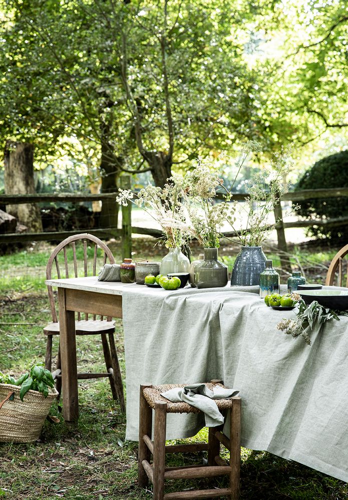 Table linen - Chambray Sauge - Tablecloth and Napkin - ALEXANDRE TURPAULT