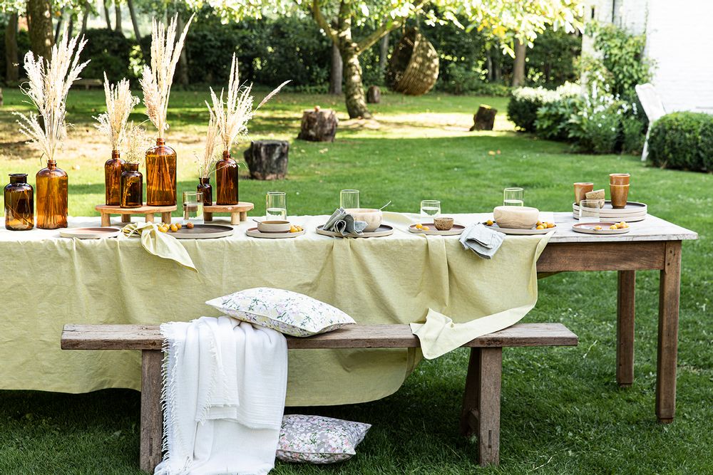 Table linen - Chambray Yuzu - Tablecloth and Napkin - ALEXANDRE TURPAULT