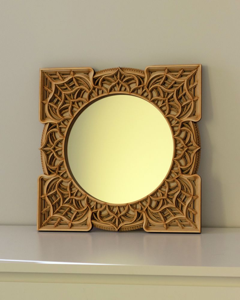Mirrors - Art Deco Wall Mirror, Black Mirror, Wood Frame Mirror - BHDECOR