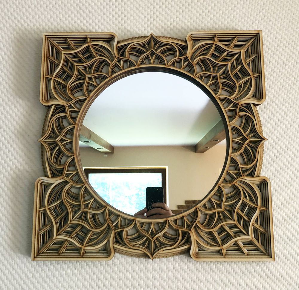 Mirrors - Art Deco Wall Mirror, Black Mirror, Wood Frame Mirror - BHDECOR