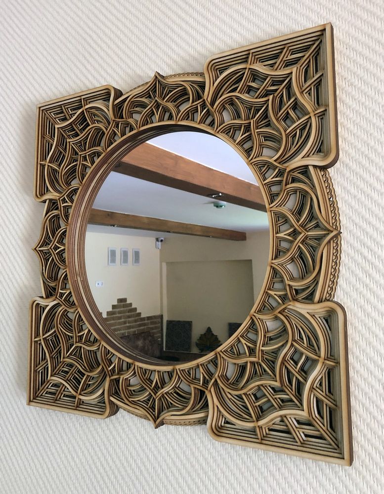 Mirrors - Art Deco Wall Mirror, Black Mirror, Wood Frame Mirror - BHDECOR