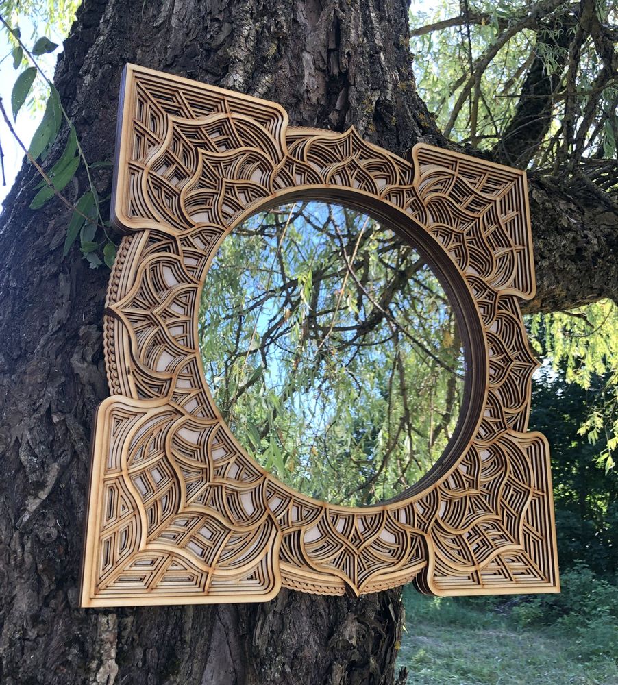 Mirrors - Art Deco Wall Mirror, Black Mirror, Wood Frame Mirror - BHDECOR