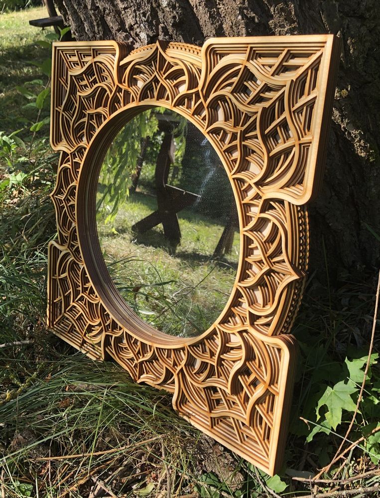 Mirrors - Art Deco Wall Mirror, Black Mirror, Wood Frame Mirror - BHDECOR