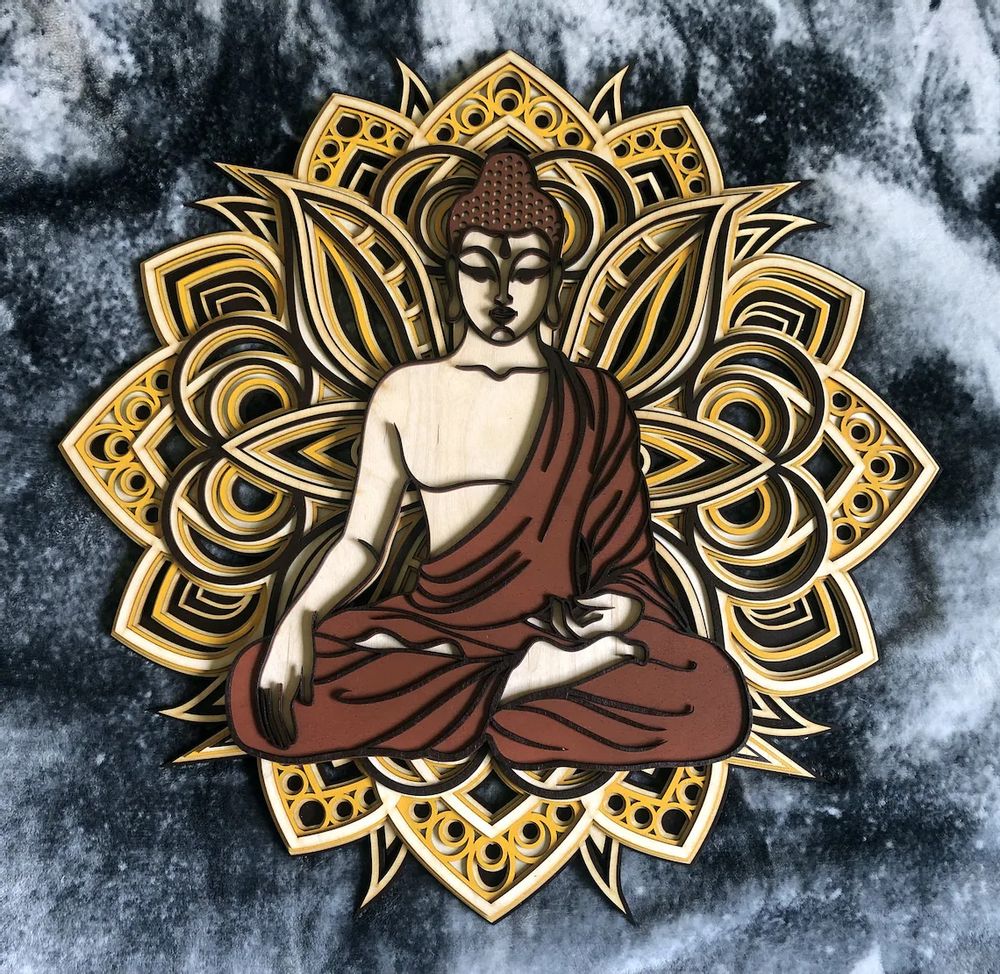 Autres décorations murales - Mandala zen Bouddha taoïste, décalcomanie murale mandala, décoration de chambre spirituelle - BHDECOR