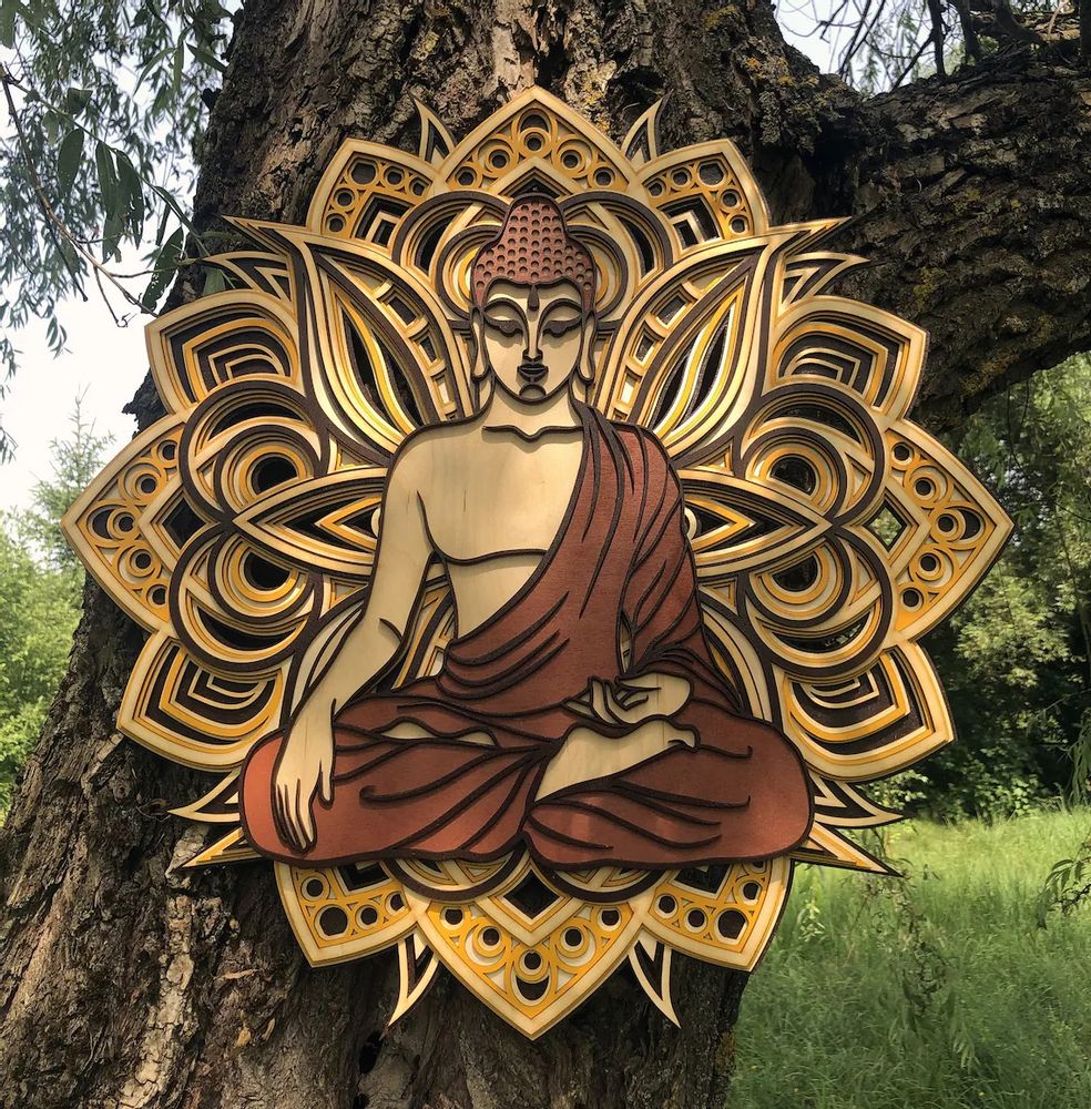 Autres décorations murales - Mandala zen Bouddha taoïste, décalcomanie murale mandala, décoration de chambre spirituelle - BHDECOR